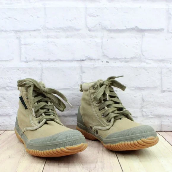 LL Bean Green Canvas Lace Up Casual Ankle Sneakers Shoes Size 7 Medium - Picture 3 of 9